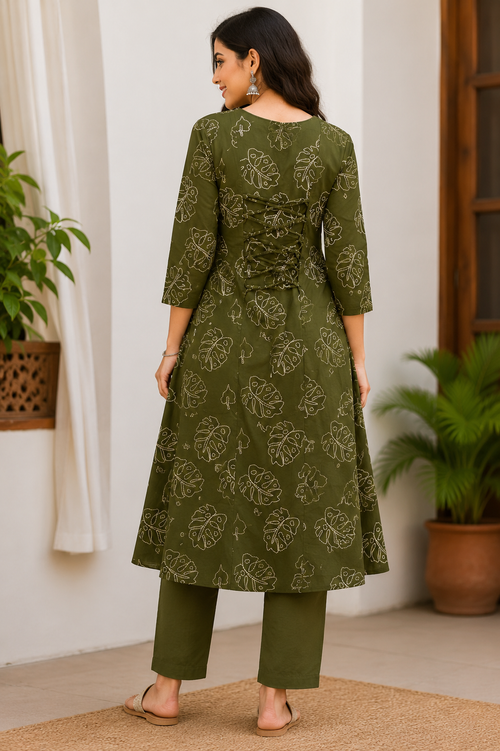 A-Line Cotton Kurthi Two piece Set